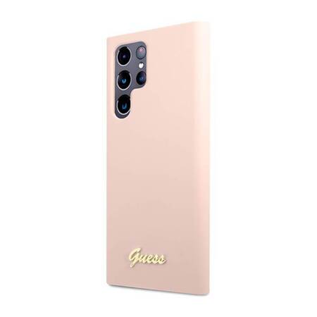 Guess GUHCS23LLSLMGPP S23 Ultra S918 różowy/pink hardcase Silicone Script Metal Logo