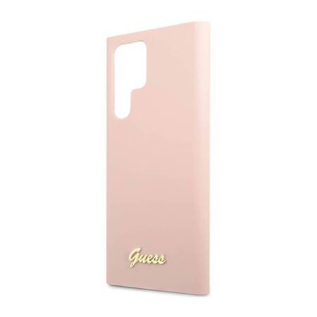 Guess GUHCS23LLSLMGPP S23 Ultra S918 różowy/pink hardcase Silicone Script Metal Logo