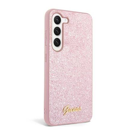 Guess GUHCS23MHGGSHP S23+ S916 różowy/pink hard case Glitter Script