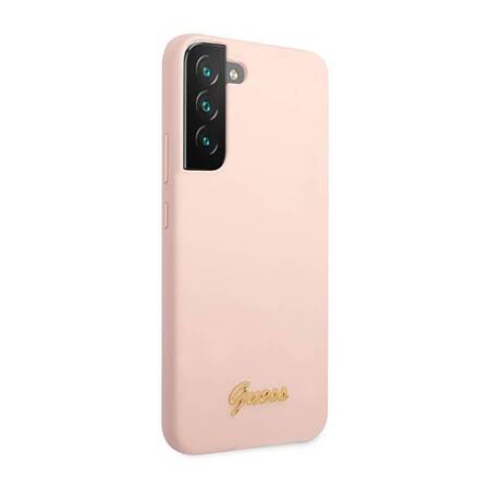 Guess GUHCS23MLSLMGPP S23+ S916 różowy/pink hardcase Silicone Script Metal Logo