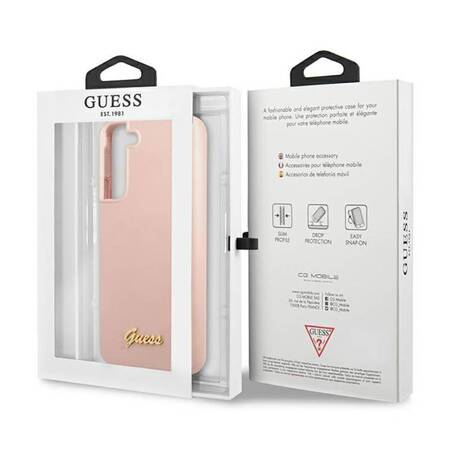 Guess GUHCS23MLSLMGPP S23+ S916 różowy/pink hardcase Silicone Script Metal Logo