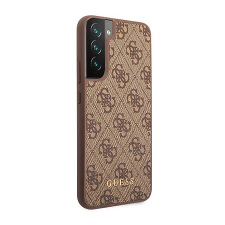 Guess GUHCS23SG4GFBR S23 S911 brązowy/brown hard case 4G Metal Gold Logo