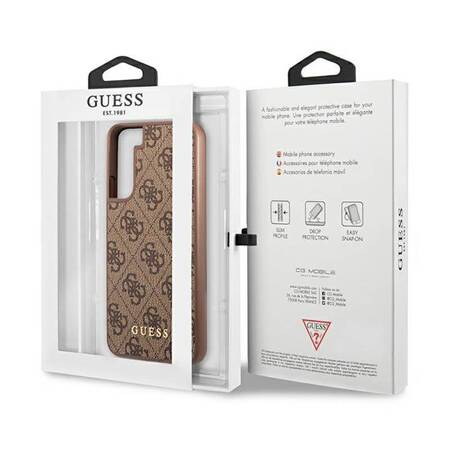 Guess GUHCS23SG4GFBR S23 S911 brązowy/brown hard case 4G Metal Gold Logo