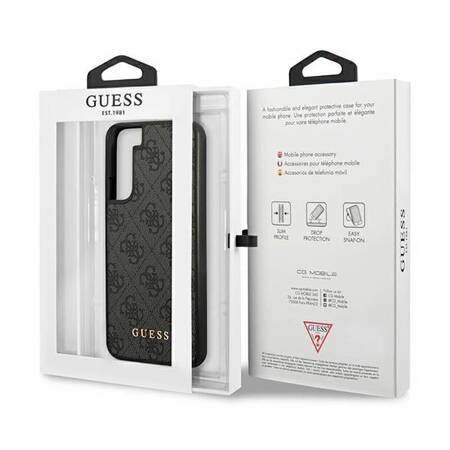 Guess GUHCS23SG4GFGR S23 S911 szary/grey hardcase 4G Metal Gold Logo