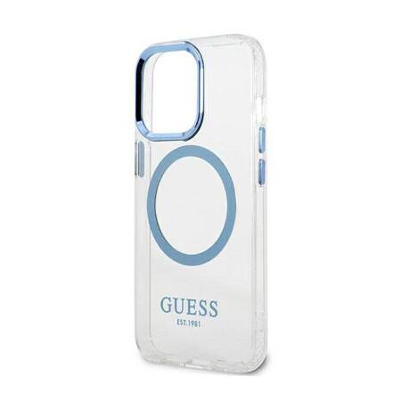 Guess GUHMP13LHTRMB iPhone 13 Pro / 13 6,1" niebieski/blue hard case Metal Outline Magsafe