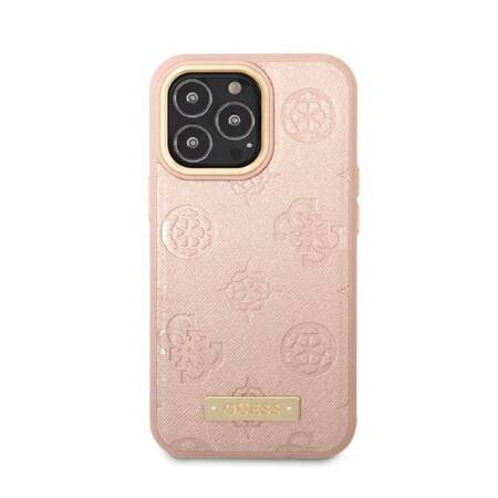 Guess GUHMP13LSAPSTP iPhone 13 Pro / 13 6,1" różowy/pink hardcase Peony Logo Plate MagSafe