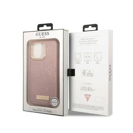 Guess GUHMP13LSAPSTP iPhone 13 Pro / 13 6,1" różowy/pink hardcase Peony Logo Plate MagSafe