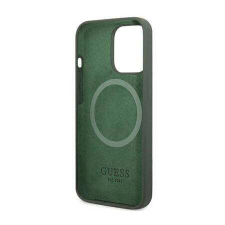 Guess GUHMP13LSPLA iPhone 13 Pro / 13 6,1" zielony/khaki hard case Silicone Logo Plate MagSafe