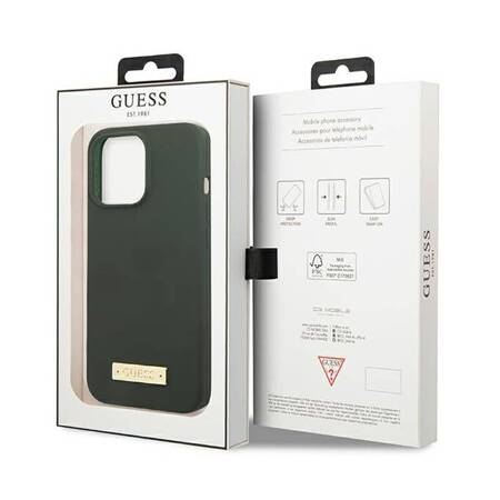 Guess GUHMP13LSPLA iPhone 13 Pro / 13 6,1" zielony/khaki hard case Silicone Logo Plate MagSafe