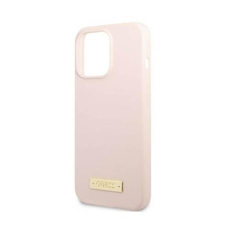 Guess GUHMP13LSPLP iPhone 13 Pro / 13 6,1" różowy/pink hard case Silicone Logo Plate MagSafe