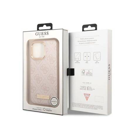 Guess GUHMP13LU4GPRP iPhone 13 Pro / 13 6,1" różowy/pink hard case 4G Logo Plate MagSafe