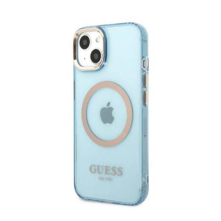 Guess GUHMP13MHTCMB iPhone 13 6,1" niebieski/blue hard case Gold Outline Translucent MagSafe