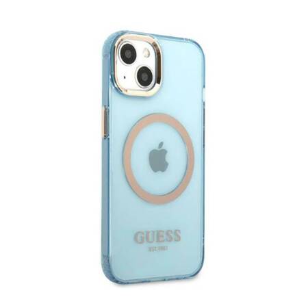 Guess GUHMP13MHTCMB iPhone 13 6,1" niebieski/blue hard case Gold Outline Translucent MagSafe