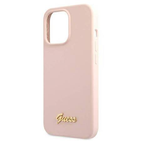 Guess GUHMP13XLSLMGLP iPhone 13 Pro Max 6,7" jasnoróżowy/light pink hardcase Silicone Script Gold Logo Magsafe