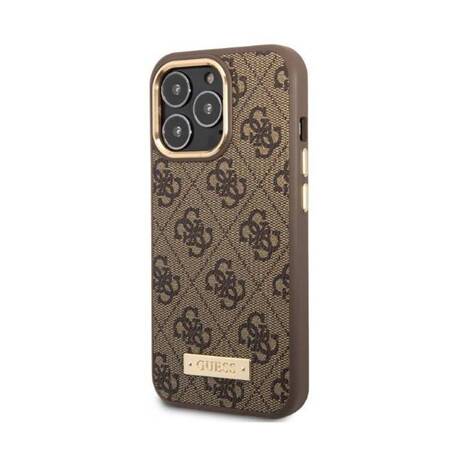 Guess GUHMP13XU4GPRW iPhone 13 Pro Max 6,7" brązowy/brown hard case 4G Logo Plate MagSafe