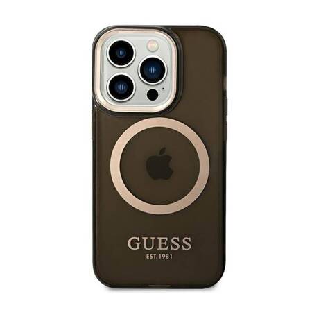 Guess GUHMP14LHTCMK iPhone 14 Pro 6,1" czarny/black hard case Gold Outline Translucent MagSafe