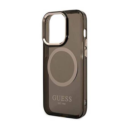 Guess GUHMP14LHTCMK iPhone 14 Pro 6,1" czarny/black hard case Gold Outline Translucent MagSafe