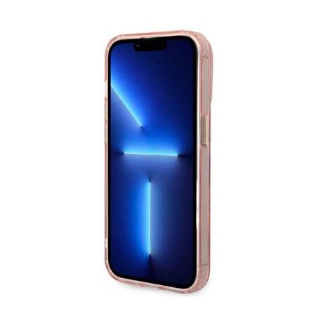 Guess GUHMP14LHTCMP iPhone 14 Pro 6,1" różowy/pink hard case Gold Outline Translucent MagSafe