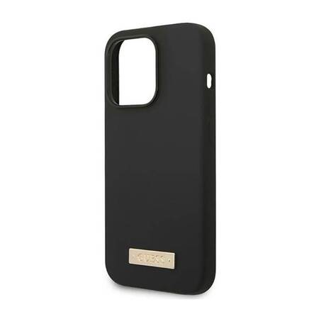 Guess GUHMP14LSBPLK iPhone 14 Pro 6,1" czarny/black hard case Silicone Logo Plate MagSafe