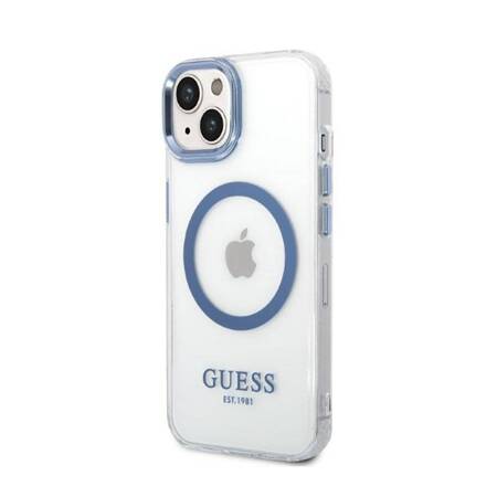 Guess GUHMP14MHTRMB iPhone 14 Plus 6,7" niebieski/blue hard case Metal Outline Magsafe