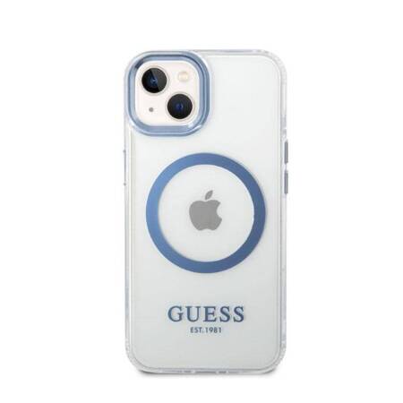 Guess GUHMP14MHTRMB iPhone 14 Plus 6,7" niebieski/blue hard case Metal Outline Magsafe