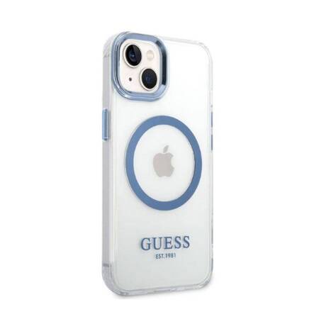 Guess GUHMP14MHTRMB iPhone 14 Plus 6,7" niebieski/blue hard case Metal Outline Magsafe