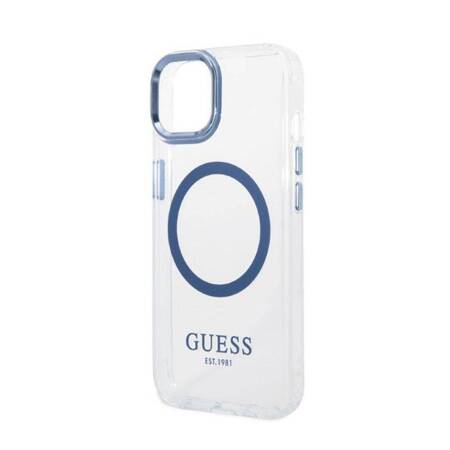 Guess GUHMP14MHTRMB iPhone 14 Plus 6,7" niebieski/blue hard case Metal Outline Magsafe