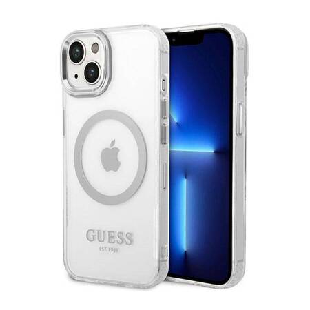 Guess GUHMP14MHTRMS iPhone 14 Plus 6,7" srebrny/silver hard case Metal Outline Magsafe