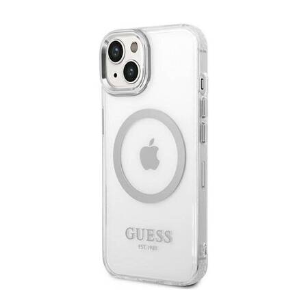 Guess GUHMP14MHTRMS iPhone 14 Plus 6,7" srebrny/silver hard case Metal Outline Magsafe