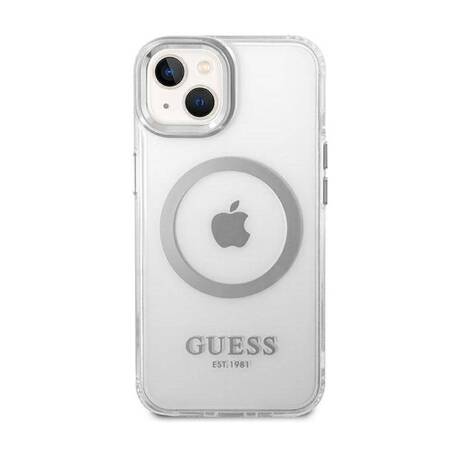 Guess GUHMP14MHTRMS iPhone 14 Plus 6,7" srebrny/silver hard case Metal Outline Magsafe