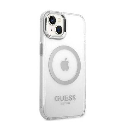 Guess GUHMP14MHTRMS iPhone 14 Plus 6,7" srebrny/silver hard case Metal Outline Magsafe