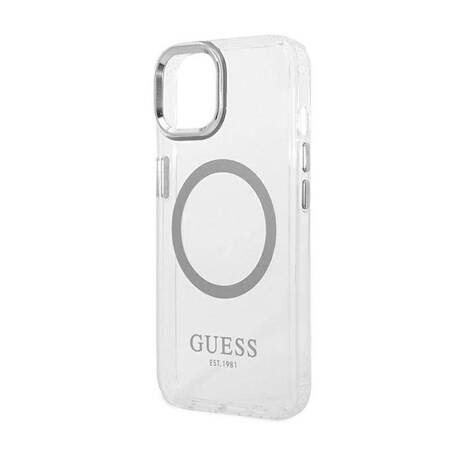 Guess GUHMP14MHTRMS iPhone 14 Plus 6,7" srebrny/silver hard case Metal Outline Magsafe