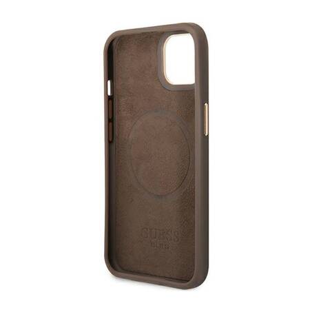 Guess GUHMP14MU4GPRW iPhone 14 Plus 6,7" brązowy/brown hard case 4G Logo Plate MagSafe