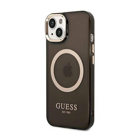 Guess GUHMP14SHTCMK iPhone 14 6,1" czarny/black hard case Gold Outline Translucent MagSafe