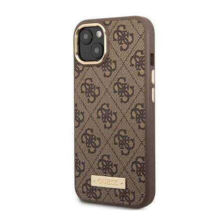 Guess GUHMP14SU4GPRW iPhone 14 6,1" brązowy/brown hard case 4G Logo Plate MagSafe