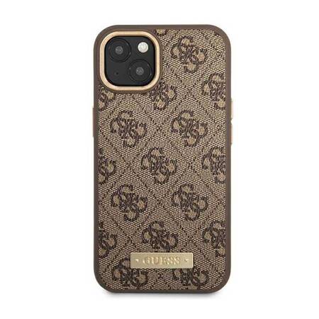 Guess GUHMP14SU4GPRW iPhone 14 6,1" brązowy/brown hard case 4G Logo Plate MagSafe