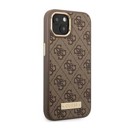 Guess GUHMP14SU4GPRW iPhone 14 6,1" brązowy/brown hard case 4G Logo Plate MagSafe