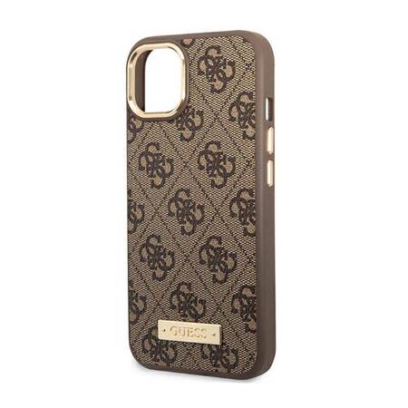 Guess GUHMP14SU4GPRW iPhone 14 6,1" brązowy/brown hard case 4G Logo Plate MagSafe