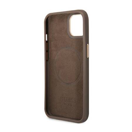 Guess GUHMP14SU4GPRW iPhone 14 6,1" brązowy/brown hard case 4G Logo Plate MagSafe