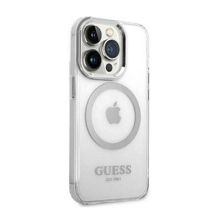 Guess GUHMP14XHTRMS iPhone 14 Pro Max 6,7" srebrny/silver hard case Metal Outline Magsafe
