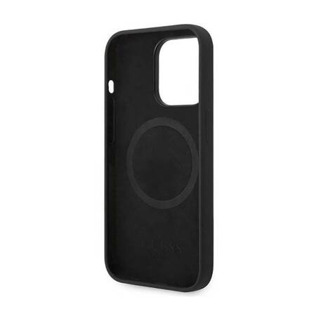 Guess GUHMP14XSBPLK iPhone 14 Pro Max 6,7" czarny/black hard case Silicone Logo Plate MagSafe