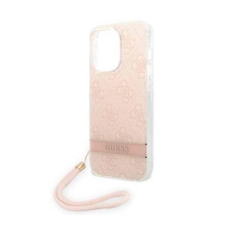 Guess GUOHCP14LH4STP iPhone 14 Pro 6,1" różowy/pink hardcase 4G Print Strap