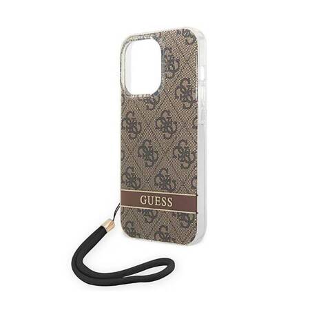 Guess GUOHCP14LH4STW iPhone 14 Pro 6,1" brązowy/brown hardcase 4G Print Strap