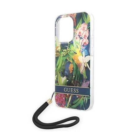 Guess GUOHCP14LHFLSB iPhone 14 Pro 6,1" niebieski/blue hardcase Flower Strap