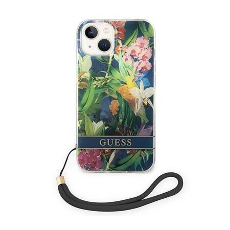 Guess GUOHCP14MHFLSB iPhone 14 Plus 6,7" niebieski/blue hardcase Flower Strap