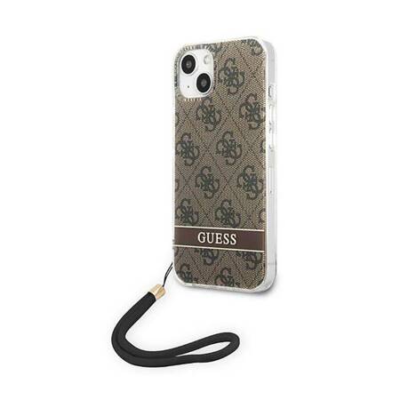 Guess GUOHCP14SH4STW iPhone 14 6,1" brązowy/brown hardcase 4G Print Strap