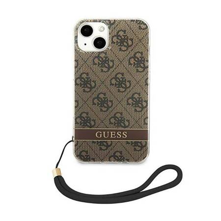 Guess GUOHCP14SH4STW iPhone 14 6,1" brązowy/brown hardcase 4G Print Strap