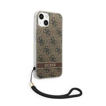 Guess GUOHCP14SH4STW iPhone 14 6,1" brązowy/brown hardcase 4G Print Strap