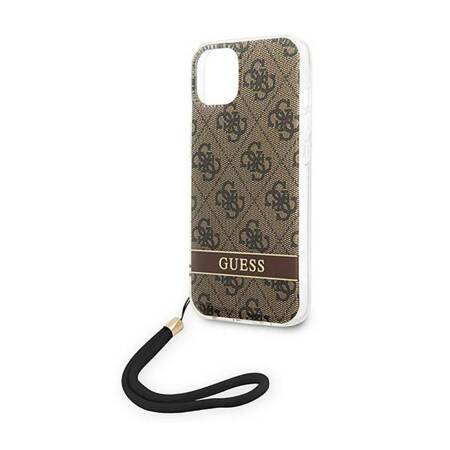 Guess GUOHCP14SH4STW iPhone 14 6,1" brązowy/brown hardcase 4G Print Strap