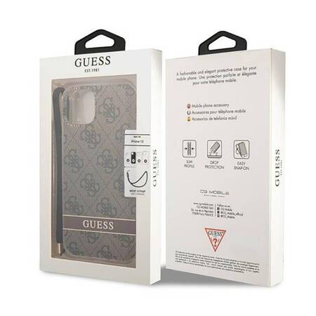 Guess GUOHCP14SH4STW iPhone 14 6,1" brązowy/brown hardcase 4G Print Strap